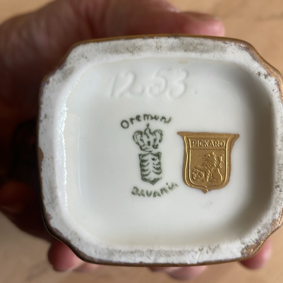 PICARD OREMONT BAVARIA GILT PORCELAIN TEA POT-CREAMER-SUGAR BOWL - Picture 5 of 7